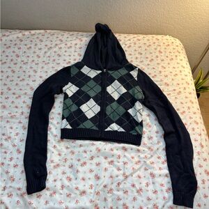 Navy Argyle Hollister Zip-Up Jacket